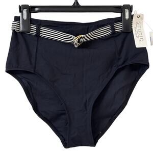 NWT Anne Cole Studio, Large Black Swim Suit Bottoms With Black and White Belt